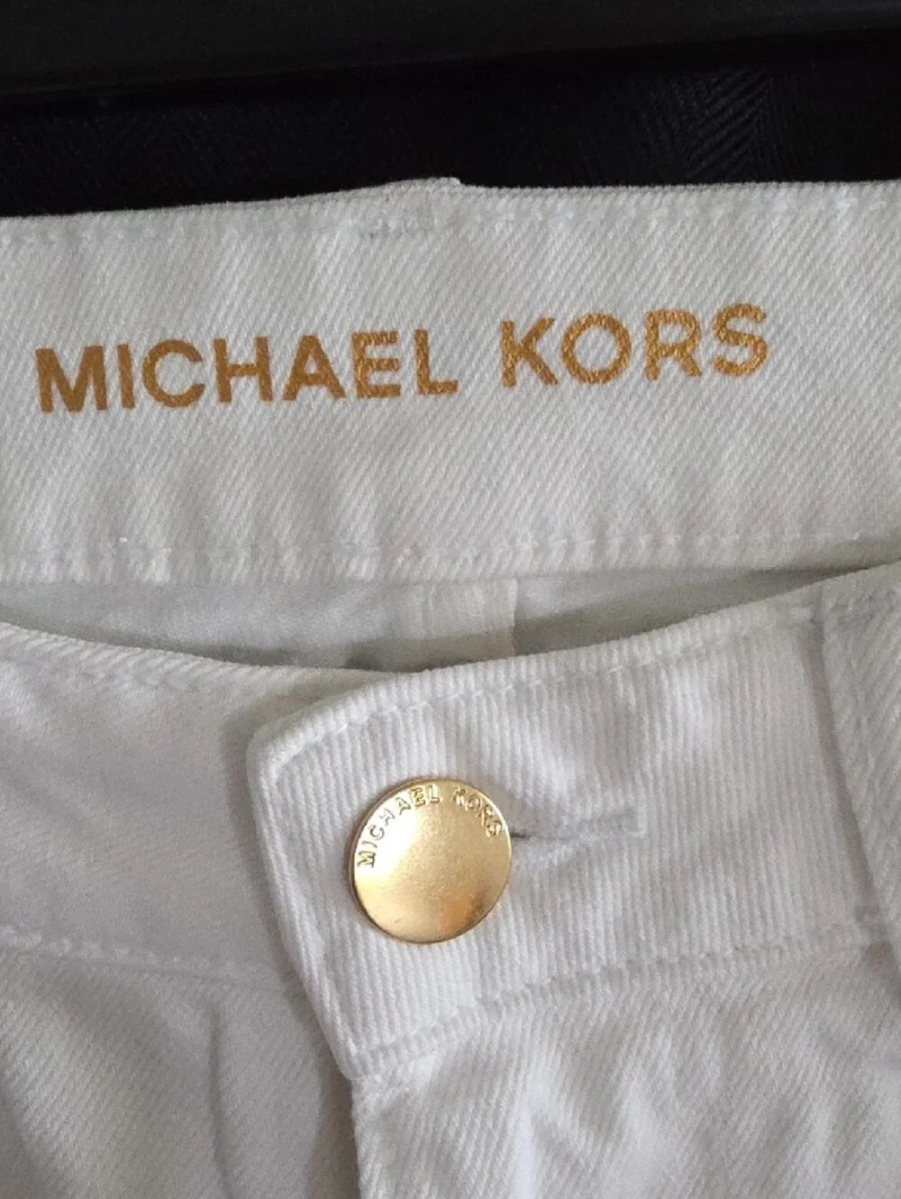 Michael Kors White Jeans with Gold-Tone Eyelet Detail
